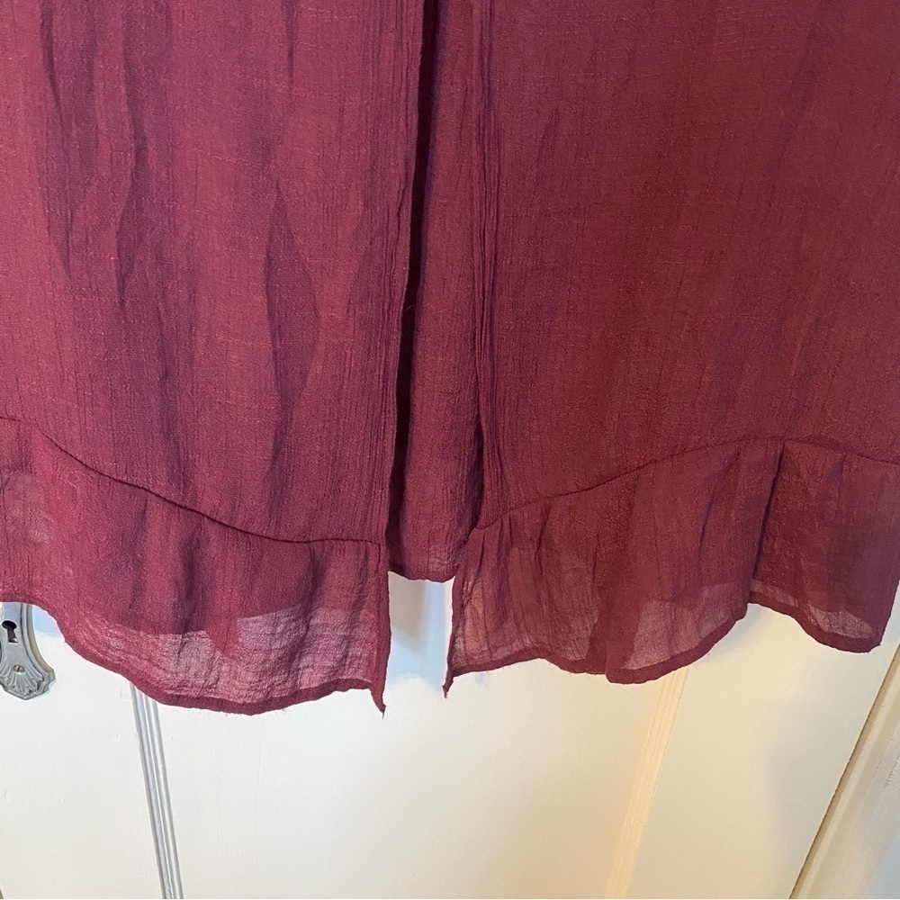 Monoreno Tunic Dress Boho Top Burgundy Non Iron M - Picture 12 of 13
